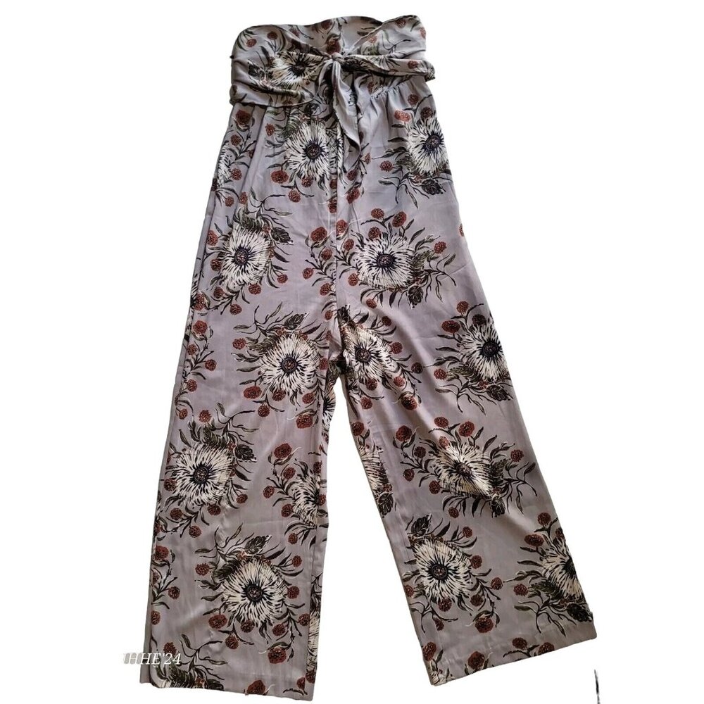 Madewell Strapless Tie-Front Jumpsuit  Smocked Floral Sz 4
